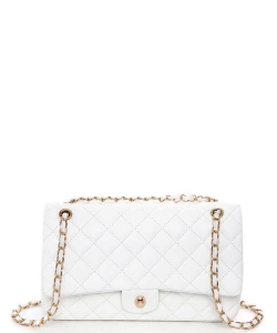 Quilted Turn Lock Crossbody Bag 6535 WHITE